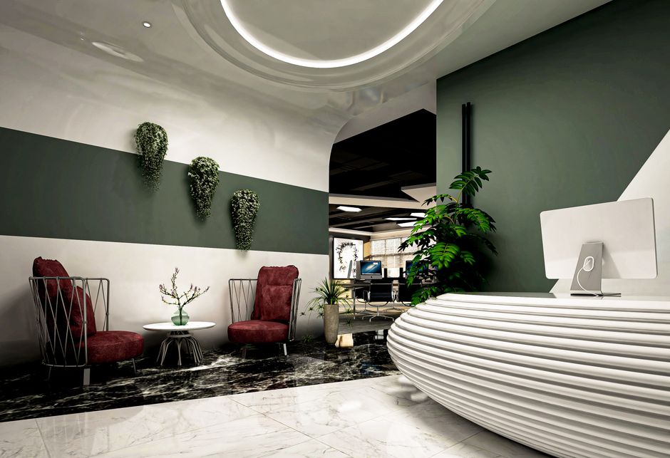 Recepcijski pult poslovne stavbe, Ljubljana